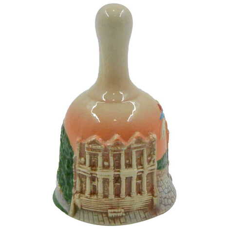 Ephesus Themed Ceramic Brown Bell Small Size