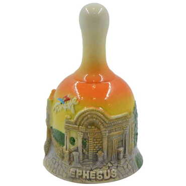 Myros - Ephesus Themed Ceramic Orange Bell Small Size