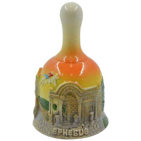 Ephesus Themed Ceramic Orange Bell Small Size