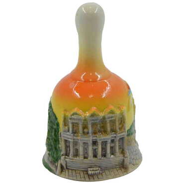 Ephesus Themed Ceramic Orange Bell Small Size - Thumbnail