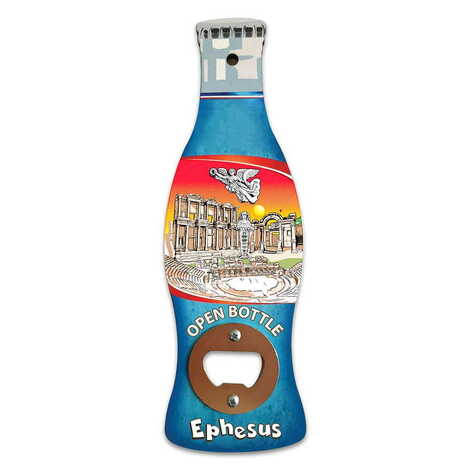 Ephesus Themed Coke Bottle Shaped Printed MDF Wooden Bottle Opener 200x66 mm