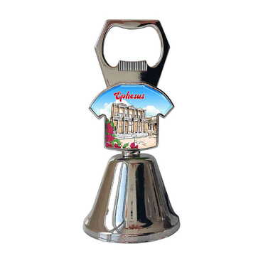 Myros - Ephesus Themed Collectible Souvenir Double Face Metal Bell With Opener 44x94 mm