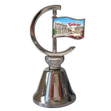 Myros - Ephesus Themed Collectible Souvenir Double Face Metal Spinner Flag Bell 44x96 mm