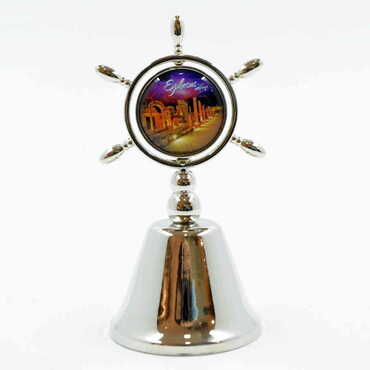 Myros - Ephesus Themed Collectible Souvenir Double Face Metal Spinner Rudder Bell 44x92 mm