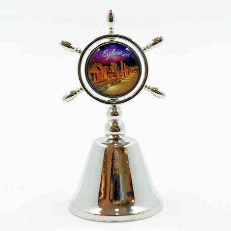 Ephesus Themed Collectible Souvenir Double Face Metal Spinner Rudder Bell 44x92 mm