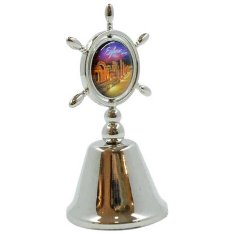 Ephesus Themed Collectible Souvenir Double Face Metal Spinner Rudder Bell 44x92 mm - 2
