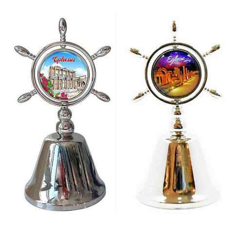 Ephesus Themed Collectible Souvenir Double Face Metal Spinner Rudder Bell 44x92 mm - 4