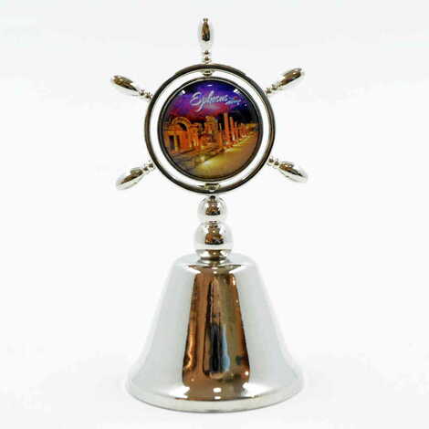 Ephesus Themed Collectible Souvenir Double Face Metal Spinner Rudder Bell 44x92 mm - 5