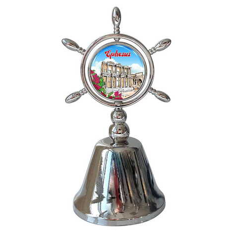Ephesus Themed Collectible Souvenir Double Face Metal Spinner Rudder Bell 44x92 mm - 6