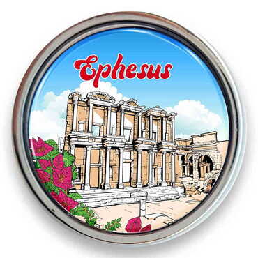 Myros - Ephesus Themed Collectible Souvenir Metal Round Pin 18 mm