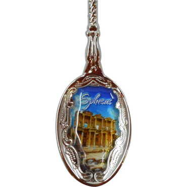 Ephesus Themed Collectible Souvenir Metal Tea Spon With Giftbox - Thumbnail