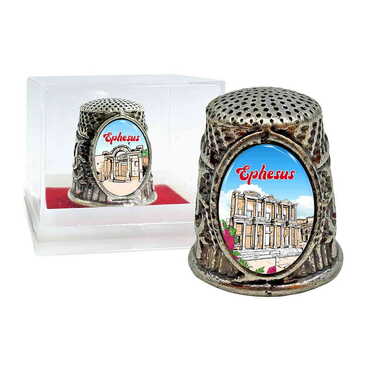 Myros - Ephesus Themed Collectible Souvenir Thimble With Gift Box - Oval Shape 20x25 mm