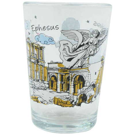 Ephesus Themed Color Printed Glass Of Water