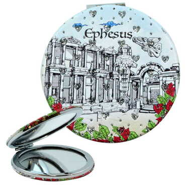 Ephesus Themed Custom Printed Round Pocket Mirror - Thumbnail