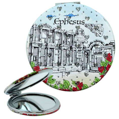 Ephesus Themed Custom Printed Round Pocket Mirror