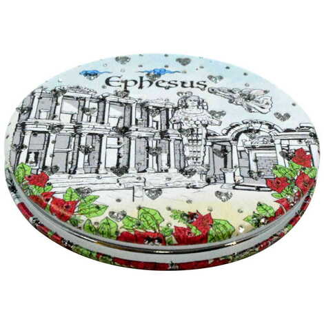 Ephesus Themed Custom Printed Round Pocket Mirror