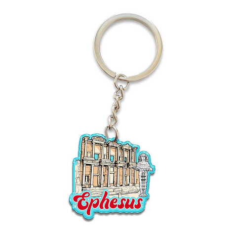 Ephesus Themed Custom Shape Double Face Printed Epoxy Keychain