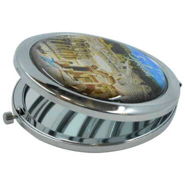 Ephesus Themed Customised Metal Epoxy Travel Make Up Compact Mirror 70x11 mm - Thumbnail