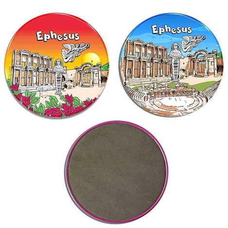 Ephesus Themed Customised Metal Tin Coaster 90 mm