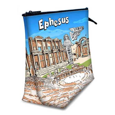 Ephesus Themed Customised PVC Hooded Purse 145x220x70 mm - Thumbnail