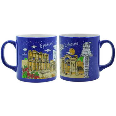 Ephesus Themed Customised Serigraphy Printed Ceramic Mug 82x90 mm - Thumbnail