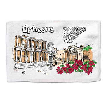 Myros - Ephesus Themed Customised Serigraphy Printed Hand Towel 300x500 mm