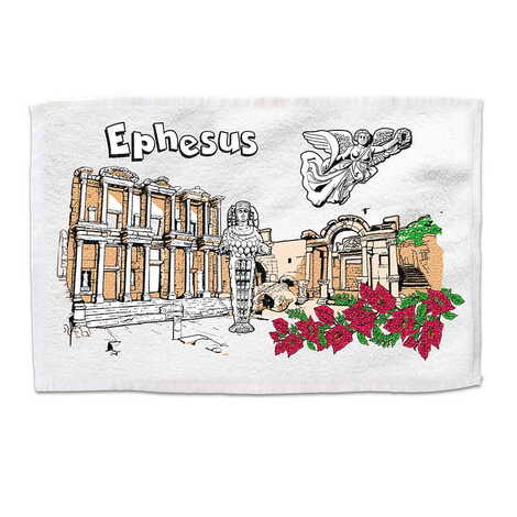Ephesus Themed Customised Serigraphy Printed Hand Towel 300x500 mm - 1