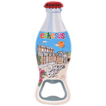 Myros - Ephesus Themed Customised Uv Printed Coca Cola Bottle Shape Plastic Base Bottle Opener 42x120 mm