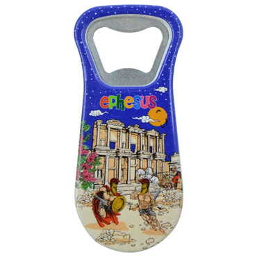 Myros - Ephesus Themed Customised Uv Printed Plastic Base Plastic Base Bottle Opener 95x43 mm