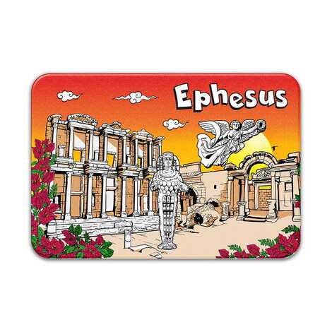 Ephesus Themed Customised UV Printed Plastic Base Rectangle Fridge Magnet 80x50 mm