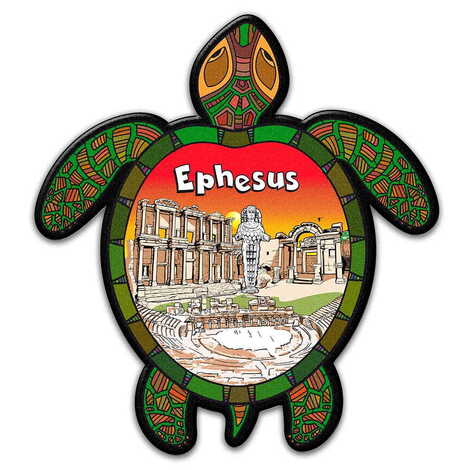 Ephesus Themed Customised UV Printed Plastic Base Turtle Shaped Fridge Magnet 80x74 mm