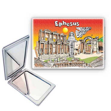 Myros - Ephesus Themed Customised Uv Printed Rectangle Compact Mirror 85x62x11 mm