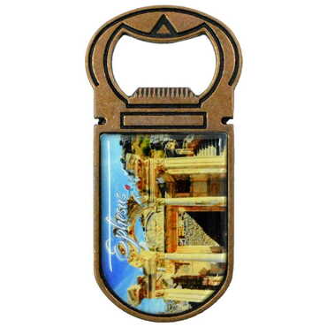 Ephesus Themed Customizable Metal Magnetic Bottle Opener 40x95 mm - Thumbnail