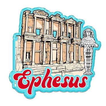 Myros - Ephesus Themed Epoxy Dome Cut Out Special Shape Souvenir Fridge Magnet