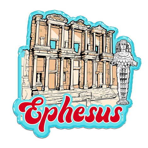 Ephesus Themed Epoxy Dome Cut Out Special Shape Souvenir Fridge Magnet