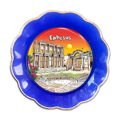 Ephesus Themed Epoxy Dome Plate Shaped Souvenir Fridge Magnet 73 mm