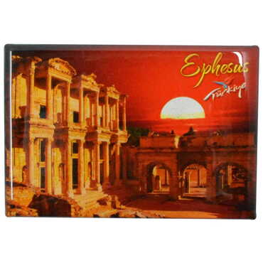 Ephesus Themed Epoxy Dome Rectangle Souvenir Fridge Magnet 80x55 cm - Thumbnail