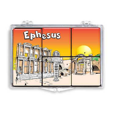 Myros - Ephesus Themed Epoxy Dome Souvenir Fridge Magnet Set of 5 pcs