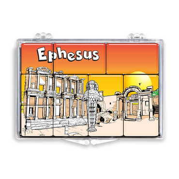 Myros - Ephesus Themed Epoxy Dome Souvenir Fridge Magnet Set of 8 pcs