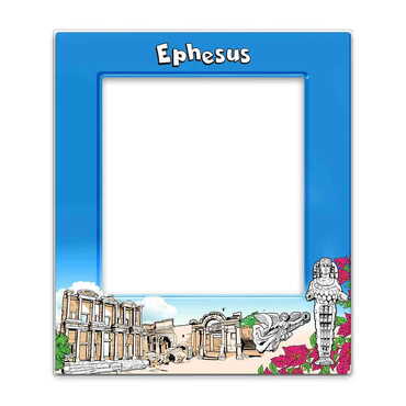 Myros - Ephesus Themed Epoxy Dome Souvenir Magnetic Photo Frame 95x115 mm