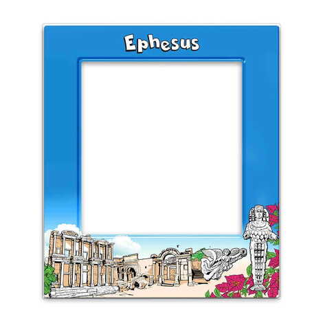 Ephesus Themed Epoxy Dome Souvenir Magnetic Photo Frame 95x115 mm