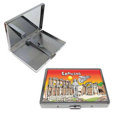 Myros - Ephesus Themed Metal Cigarette Case 103x80x11 mm