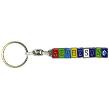 Ephesus Themed Metal Customised Enamel Keychain - Thumbnail