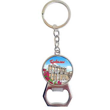 Myros - Ephesus Themed Metal Keychain With Opener 35x120 mm