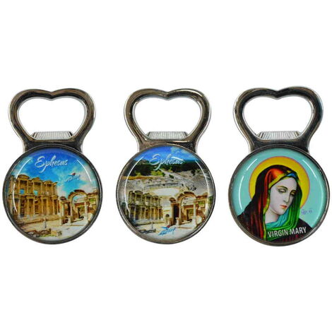 Ephesus Themed Metal Magnetic Small Round Opener 38x60 mm - 3