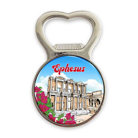 Ephesus Themed Metal Magnetic Small Round Opener 38x60 mm - 6