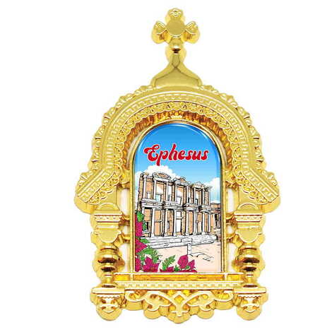 Ephesus Themed Metal Orthodox Magnet 45x75 mm