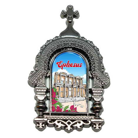 Ephesus Themed Metal Orthodox Magnet 45x75 mm - 3
