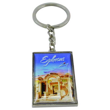 Ephesus Themed Metal Rectangle Keychain 30x100 mm