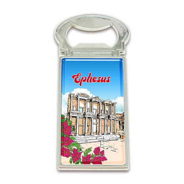 Ephesus Themed Metal Rectangle Magnetic Opener 33x90 mm - Thumbnail